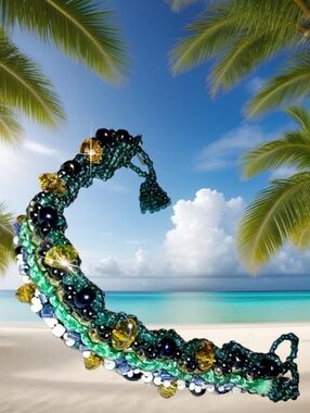 Teal Green Beaded Woven Bracelet New